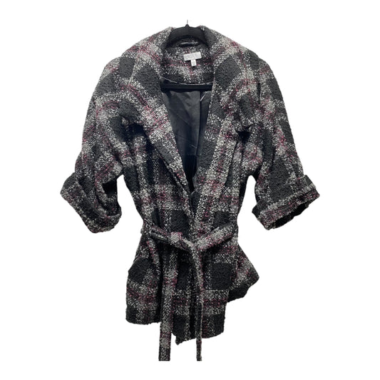 Coat Trench Coat By Linea Domani In Plaid Pattern, Size: L