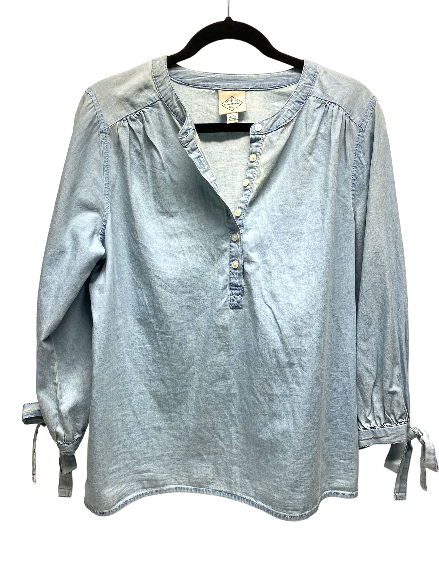 Top Long Sleeve By St Johns Bay In Blue Denim, Size: L