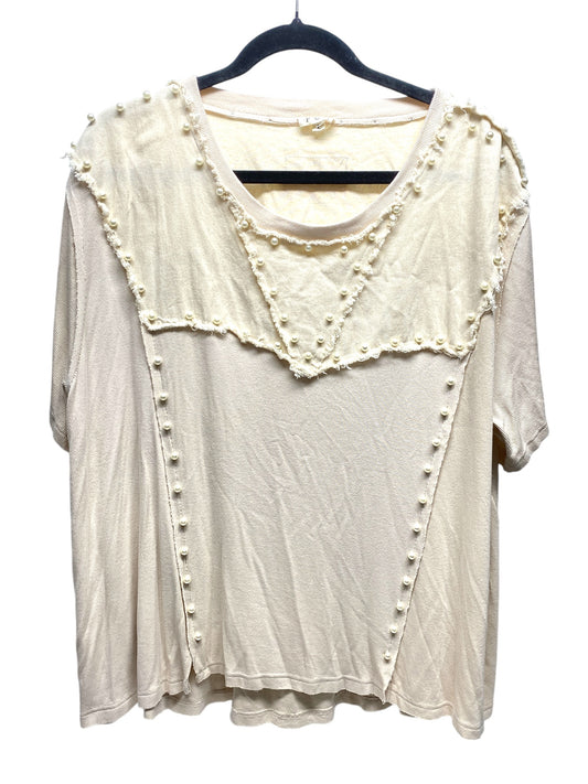 Top Short Sleeve By Pol In Cream, Size: L