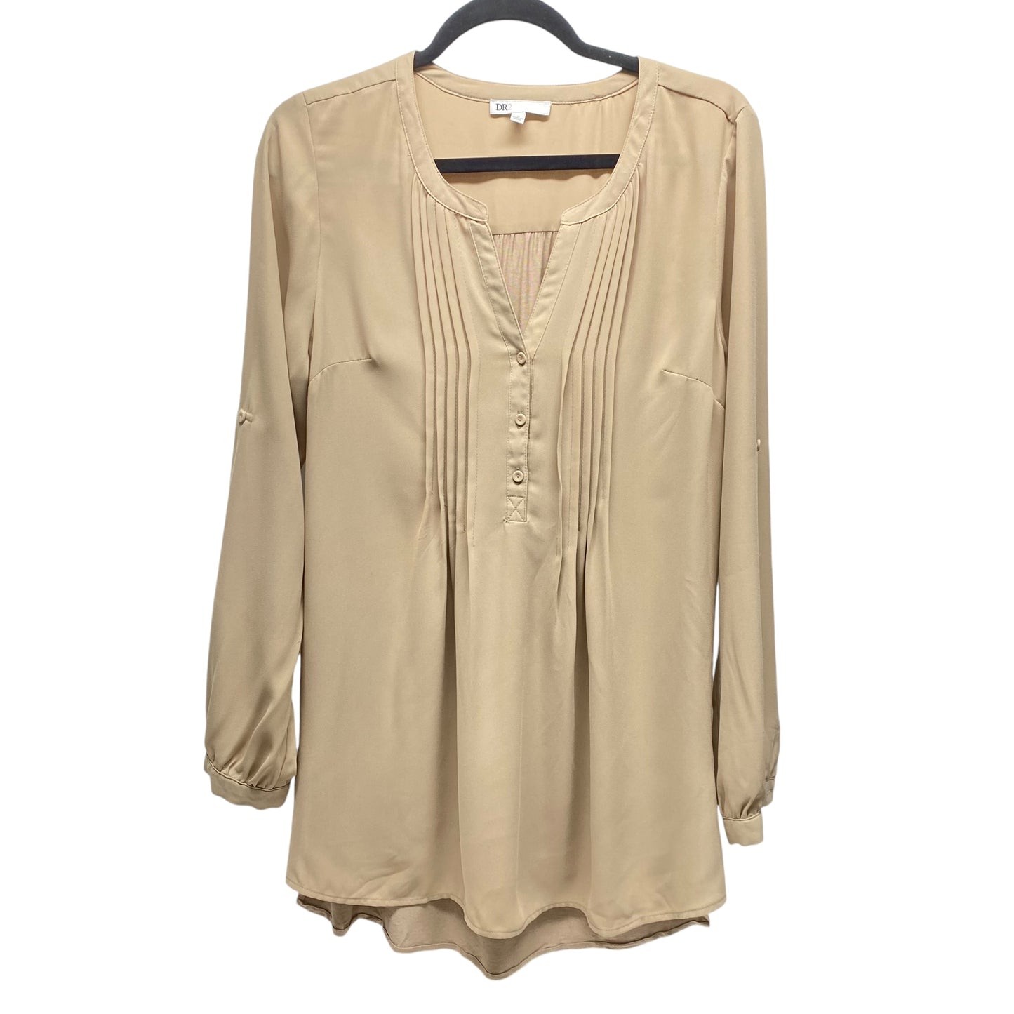 Top Long Sleeve By Dr2 In Tan, Size: M