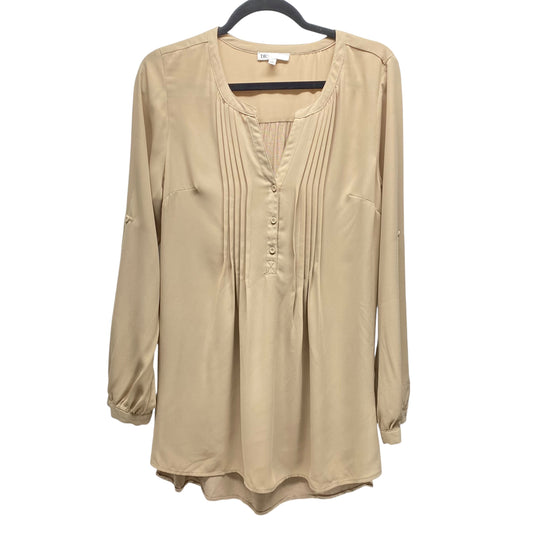 Top Long Sleeve By Dr2 In Tan, Size: M