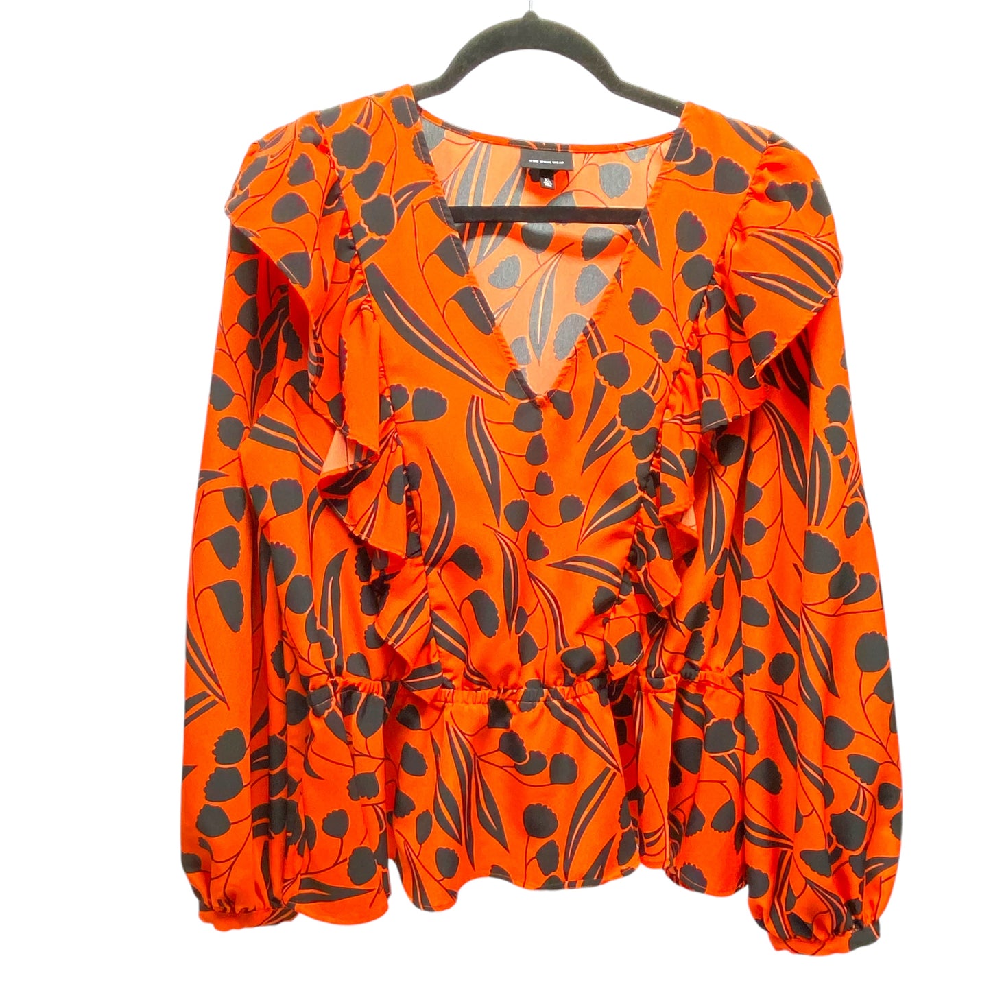 Top Long Sleeve By Who What Wear In Black & Orange, Size: Xl