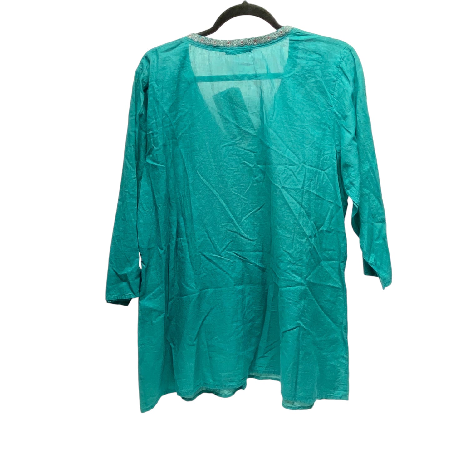 Top 3/4 Sleeve Designer By Johnny Was In Teal, Size: L