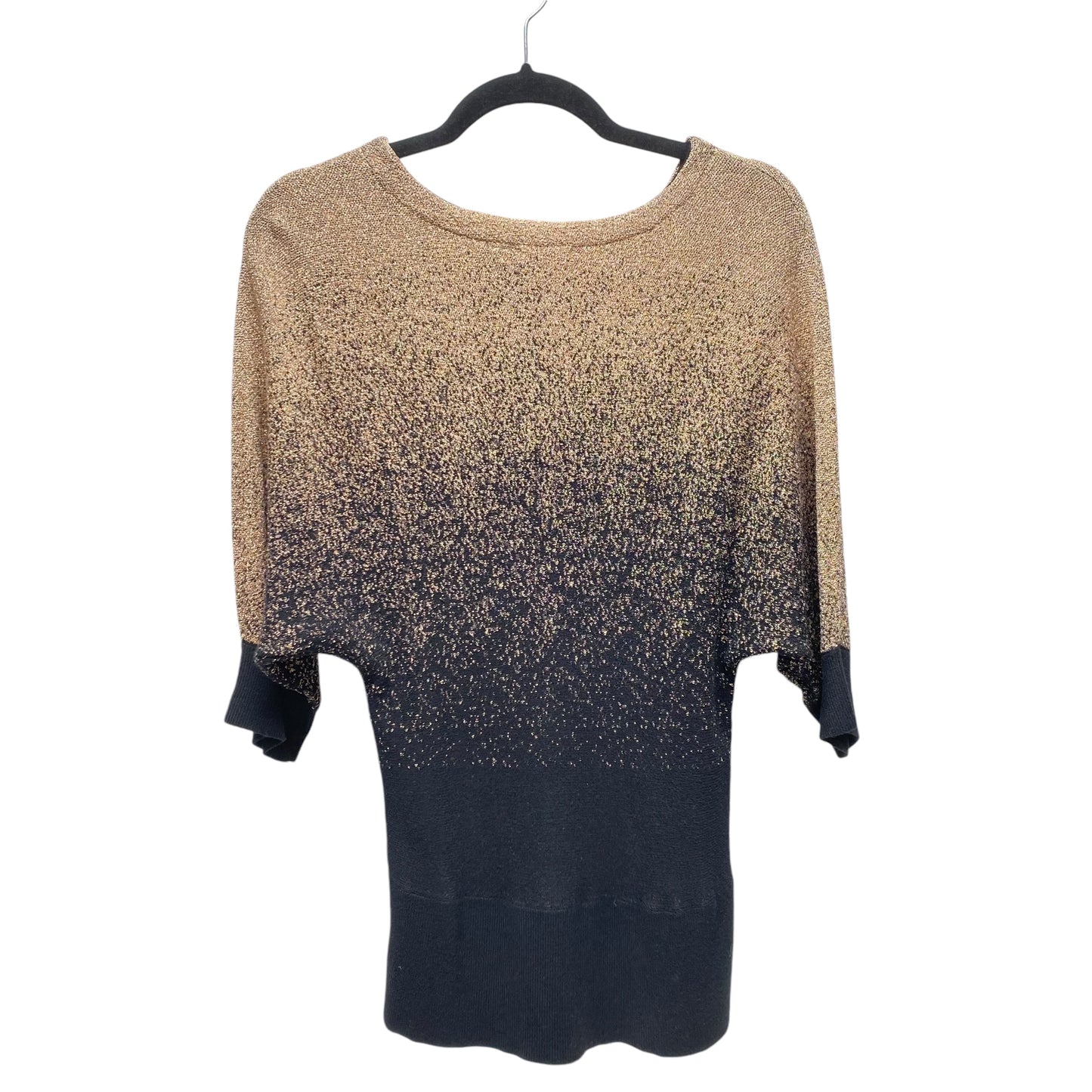 Sweater Short Sleeve By Hannah In Black & Gold, Size: M