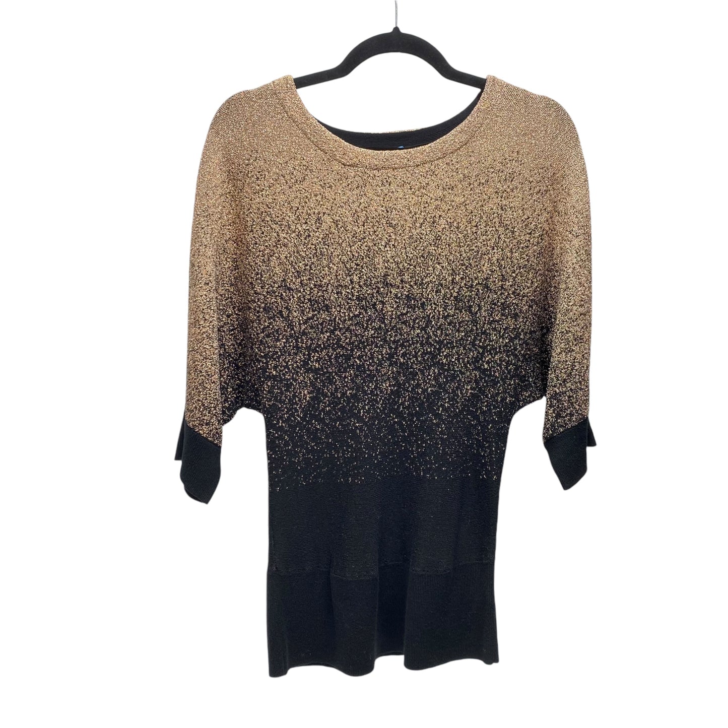 Sweater Short Sleeve By Hannah In Black & Gold, Size: M