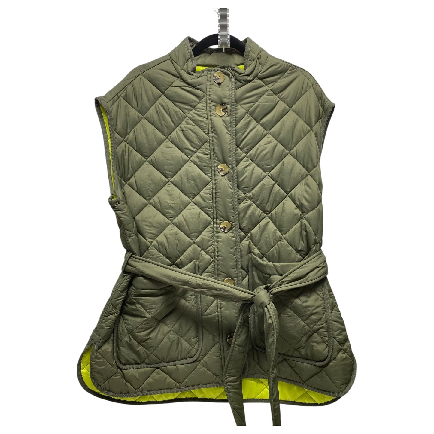 Vest Puffer & Quilted By Free Assembly In Green, Size: Xl