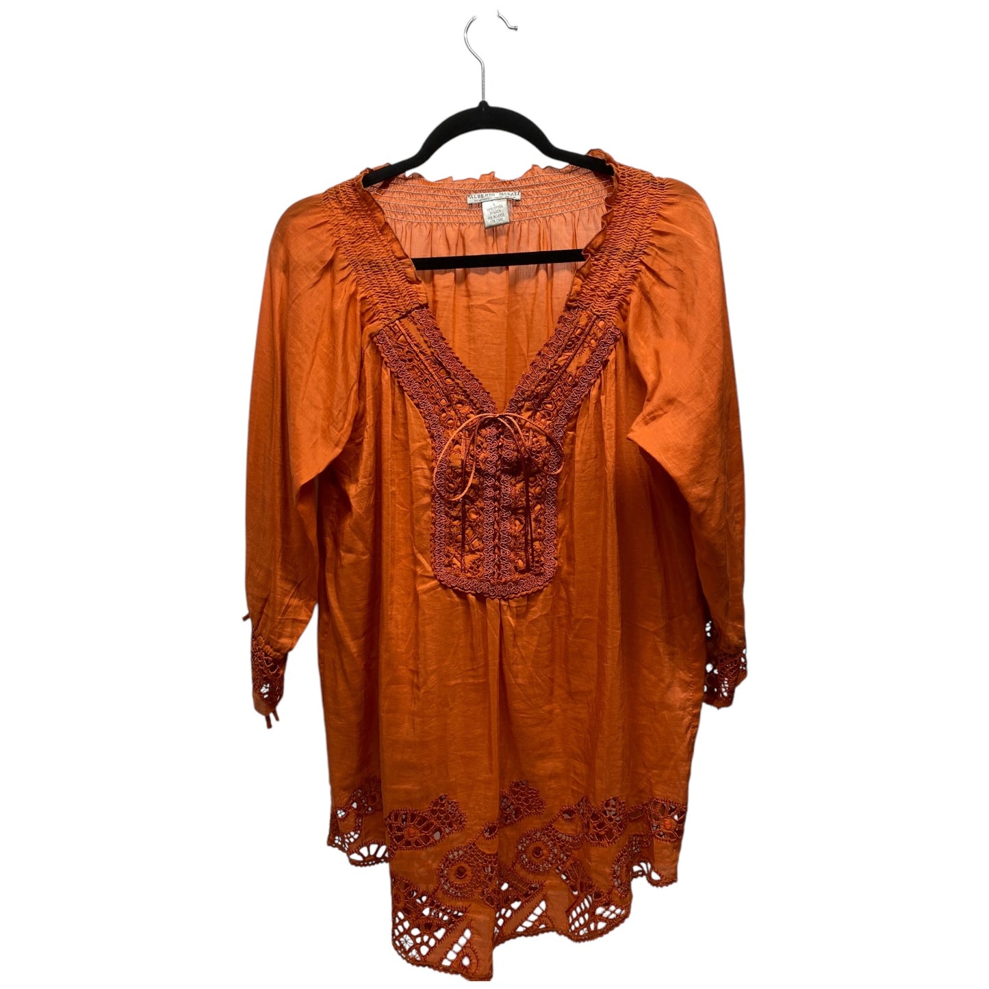 Top 3/4 Sleeve By Alberto Makali In Orange, Size: L