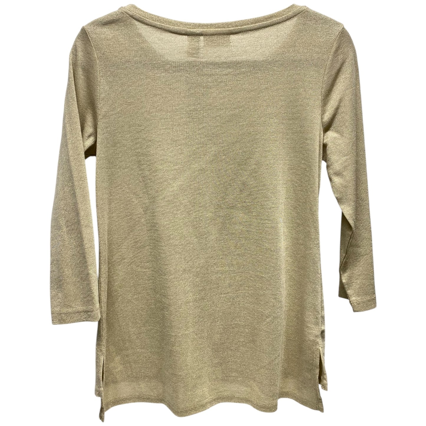 Top 3/4 Sleeve By Chicos In Gold, Size: S