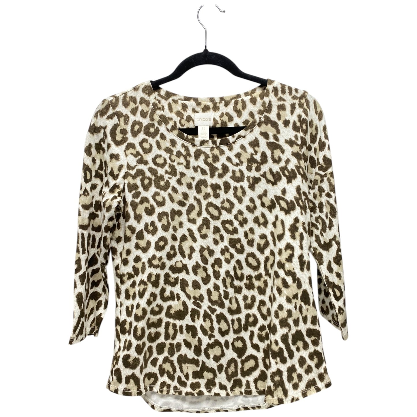 Top 3/4 Sleeve By Chicos In Animal Print, Size: S