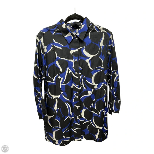 Tunic Long Sleeve By Chicos In Black & Blue, Size: L