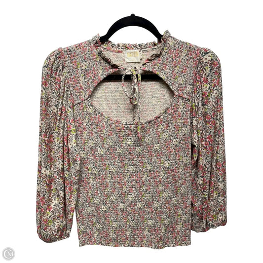 Top Long Sleeve By Nation In Floral Print, Size: S