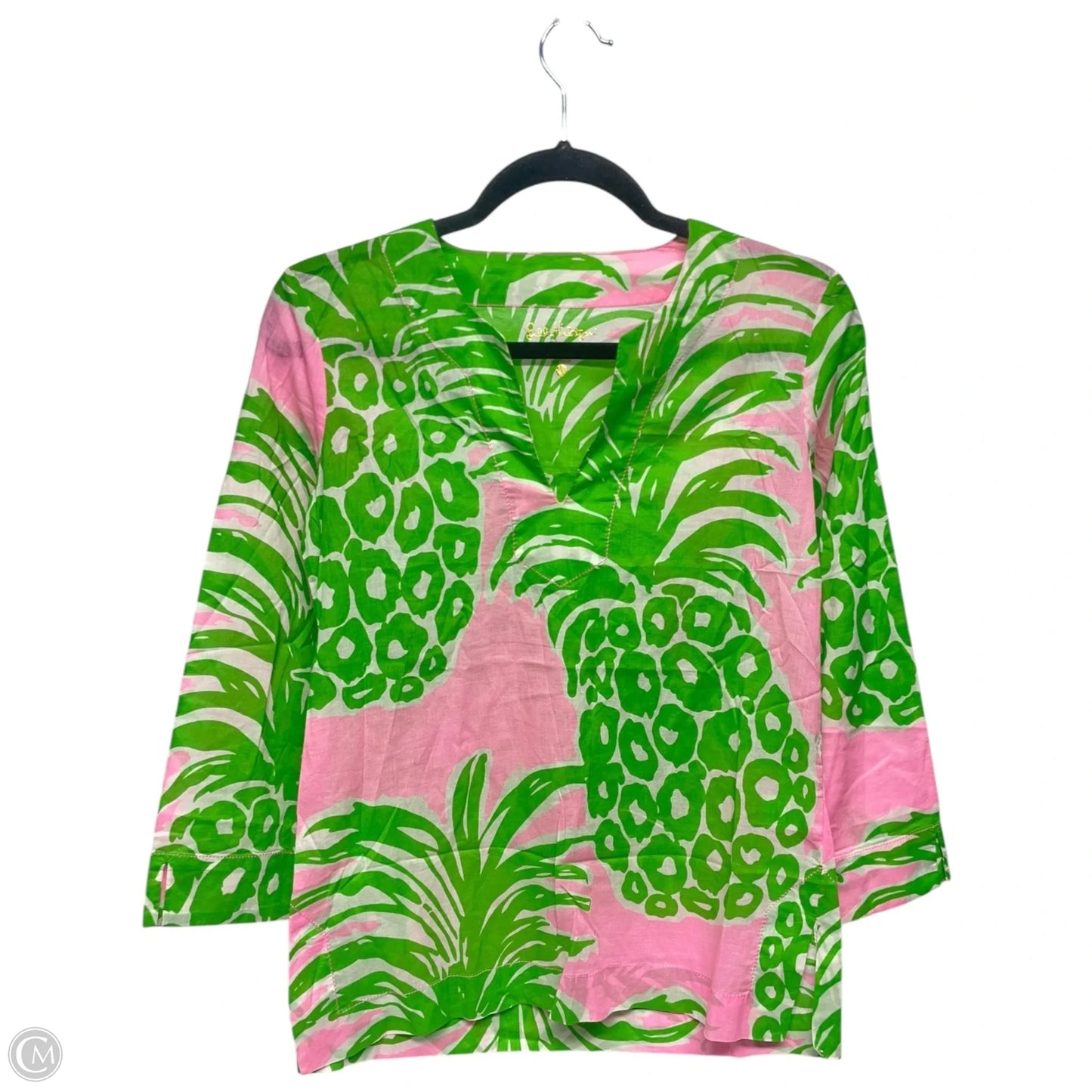 Top Long Sleeve Designer By Lilly Pulitzer In Green & Pink, Size: Xxs