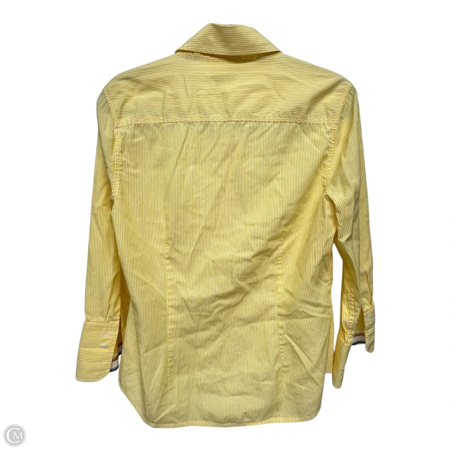 Top Long Sleeve By J Mclaughlin In White & Yellow, Size: 10