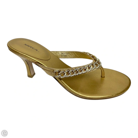 Sandals Heels Stiletto By Xappeal In Gold, Size: 6.5