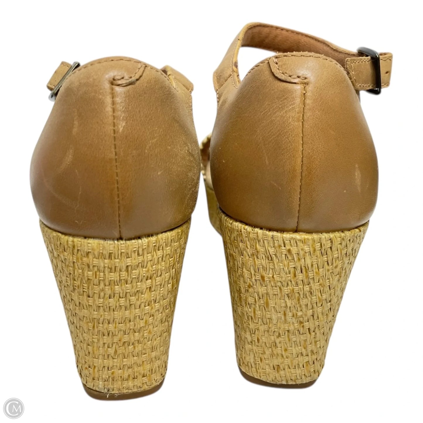 Sandals Heels Wedge By Clarks In Tan, Size: 9