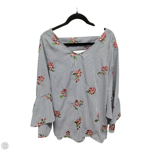 Top Long Sleeve By Peach Love Cream California In Striped Pattern, Size: L