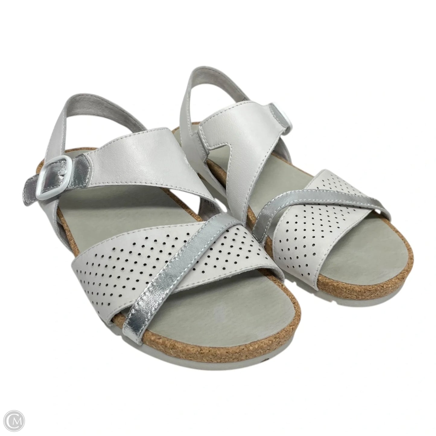 Sandals Flats By Earth In Silver & White, Size: 9