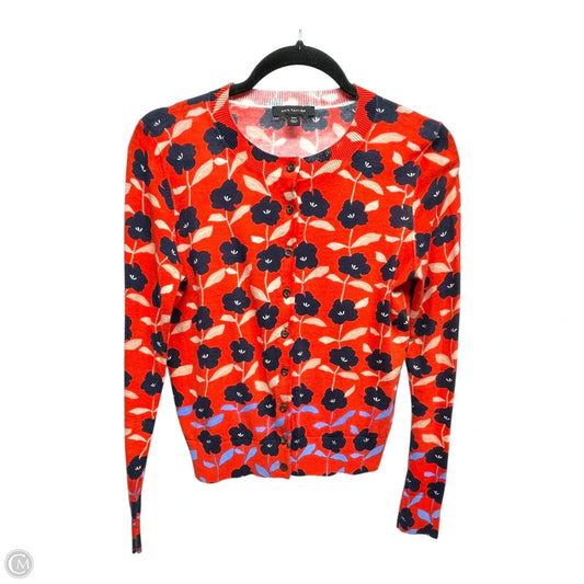 Sweater Cardigan By Ann Taylor In Blue & Red & White, Size: Xxs