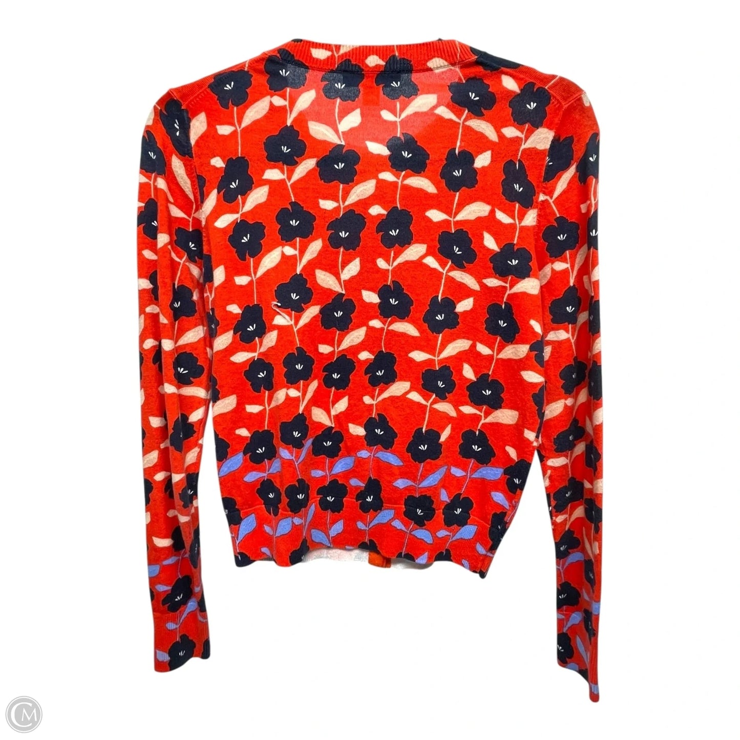 Sweater Cardigan By Ann Taylor In Blue & Red & White, Size: Xxs