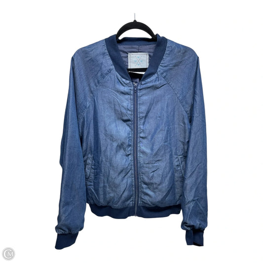 Jacket Puffer & Quilted By Clothes Mentor In Blue Denim, Size: L