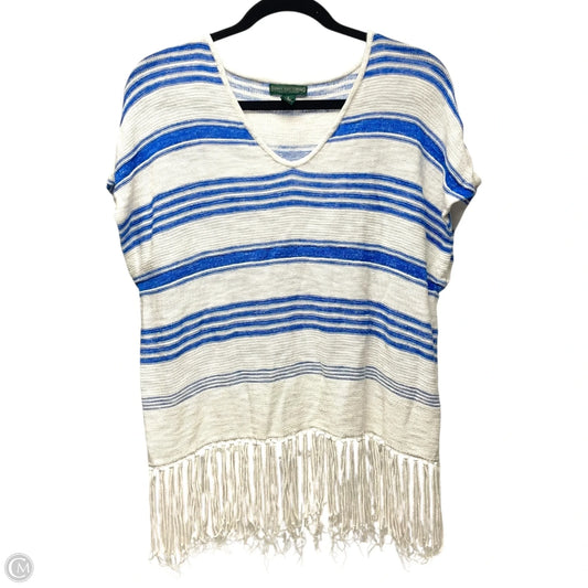 Sweater Short Sleeve By Lauren By Ralph Lauren In Blue & White, Size: S