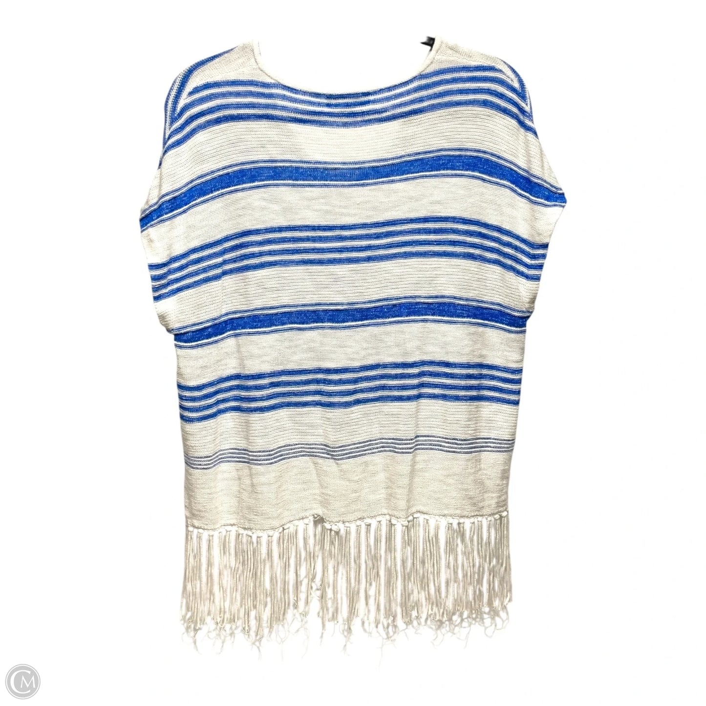 Sweater Short Sleeve By Lauren By Ralph Lauren In Blue & White, Size: S