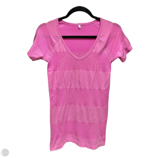 Athletic Top Short Sleeve By Lululemon In Pink, Size: 6