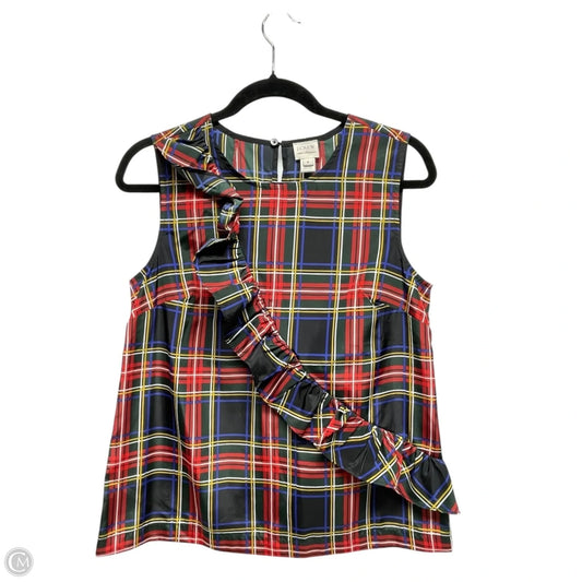 Top Sleeveless By J. Crew In Plaid Pattern, Size: 4