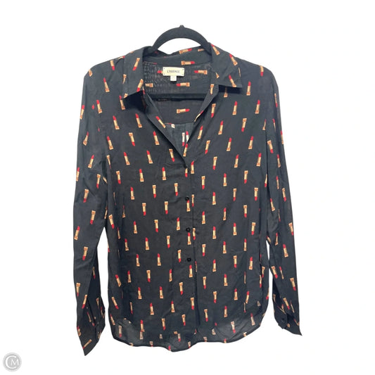 Top Long Sleeve By L Agence In Black & Red, Size: M