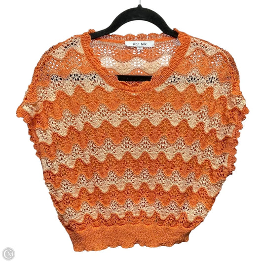Sweater Short Sleeve By knit mix In Orange, Size: Xl