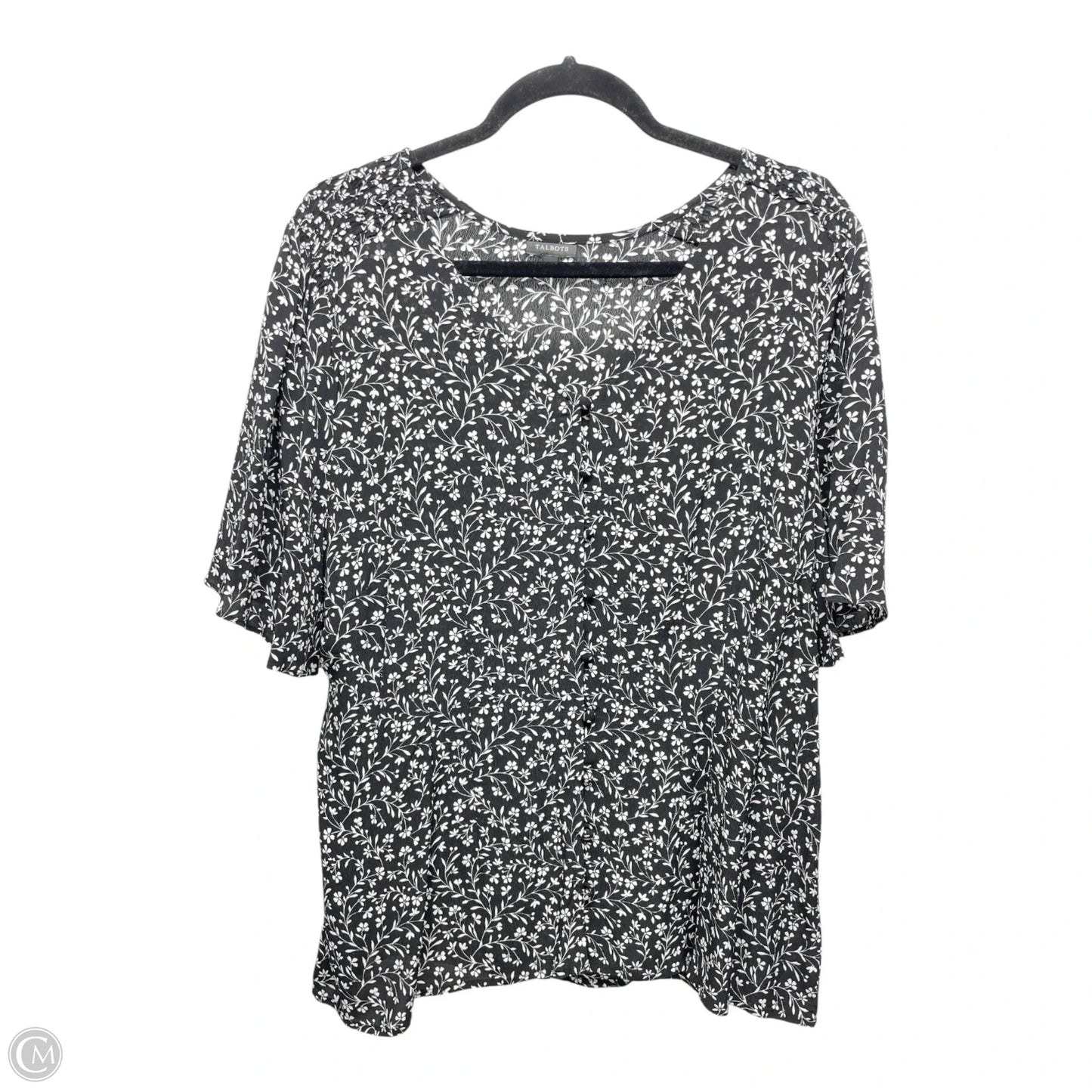 Top Short Sleeve By Talbots In Black & White, Size: 16