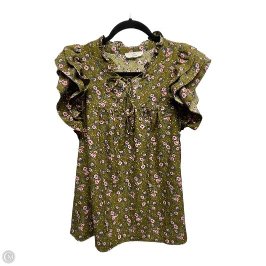 Top Short Sleeve By Entro In Green & Pink, Size: S