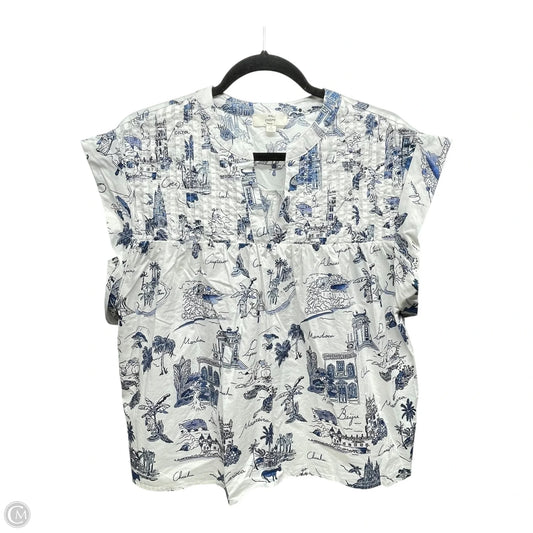 Top Short Sleeve By Entro In Blue & White, Size: S