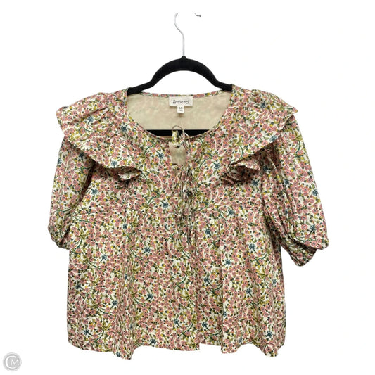 Top Short Sleeve By &MERCI In Floral Print, Size: M