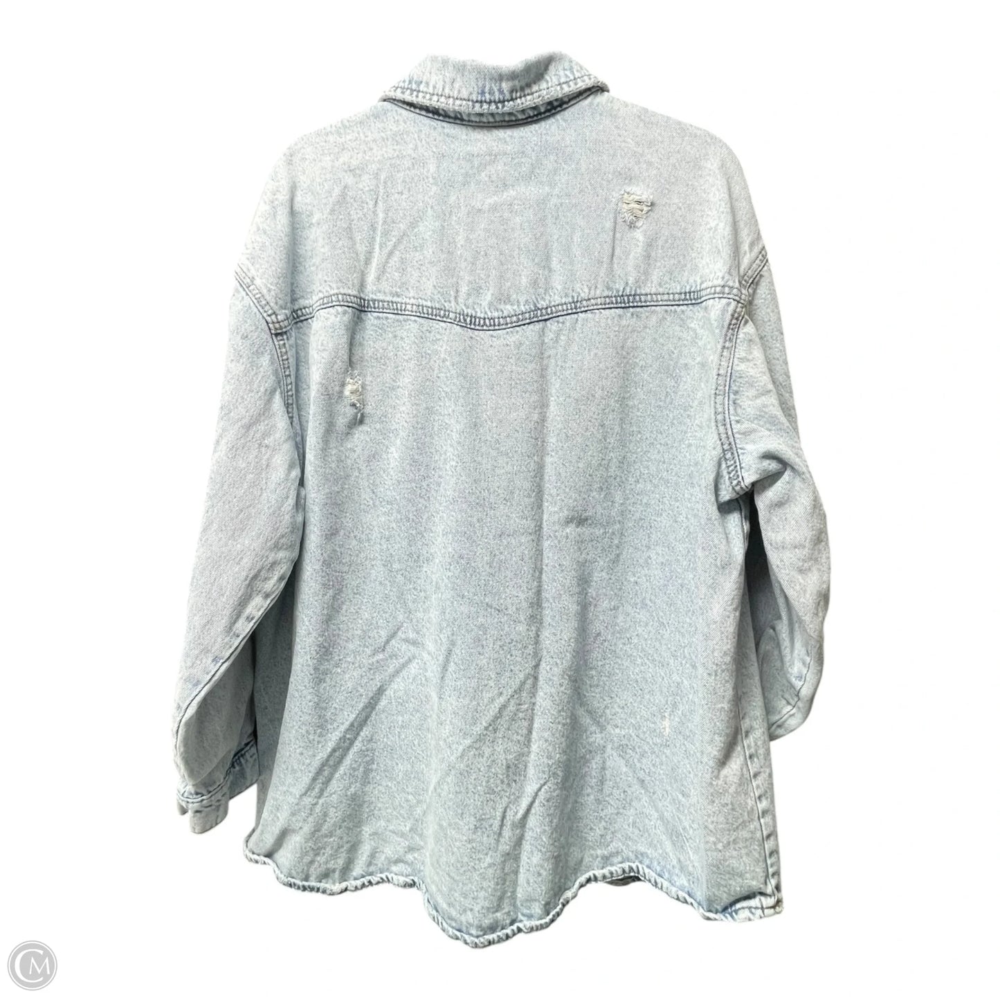Jacket Shirt By Clothes Mentor In Blue Denim, Size: 16