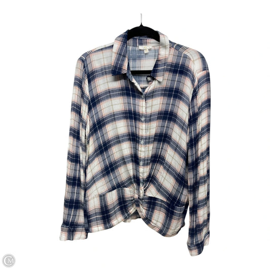 Top Long Sleeve By Charming Charlie In Plaid Pattern, Size: M