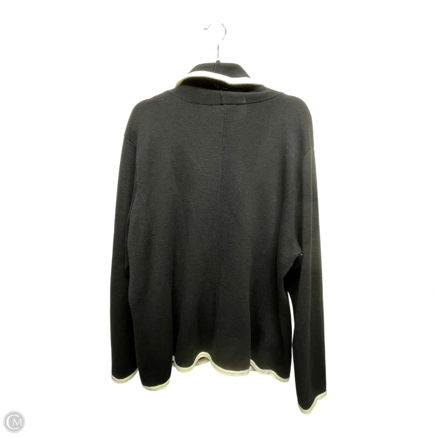 Sweater Cardigan By Lauren By Ralph Lauren In Black & White, Size: 3x
