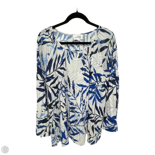 Top Long Sleeve By Joseph Ribkoff In Blue & White, Size: L