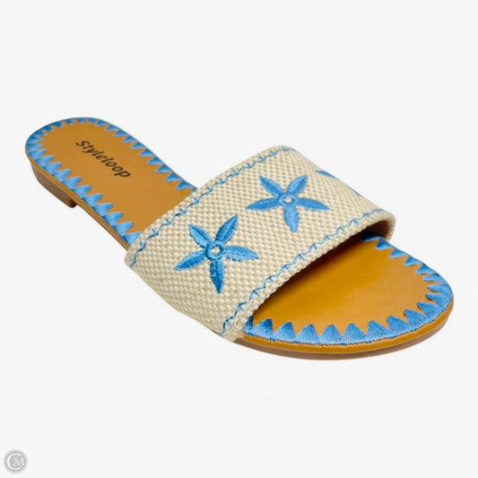 Sandals Flats By styleloop In Blue & Tan, Size: 8.5