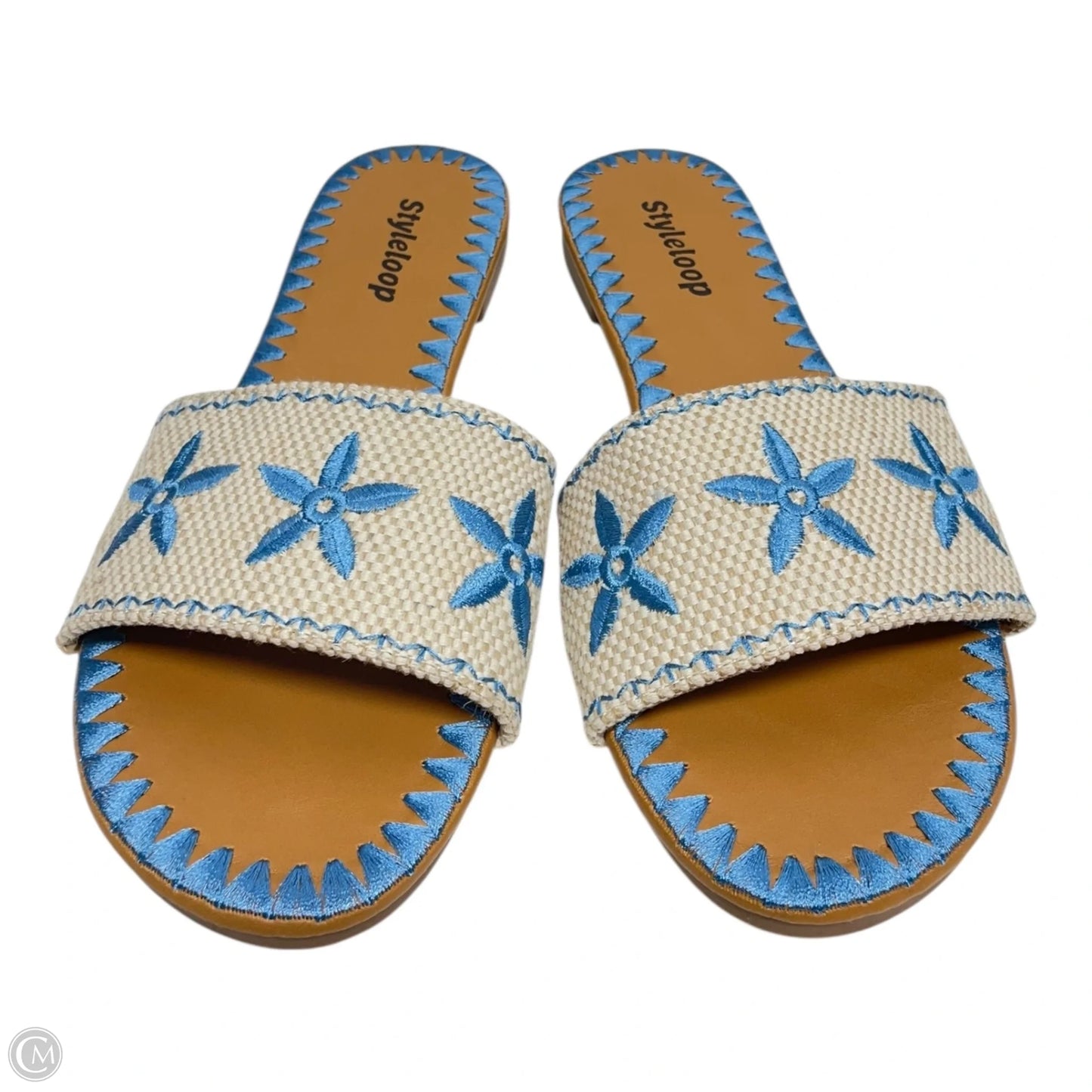 Sandals Flats By styleloop In Blue & Tan, Size: 8.5