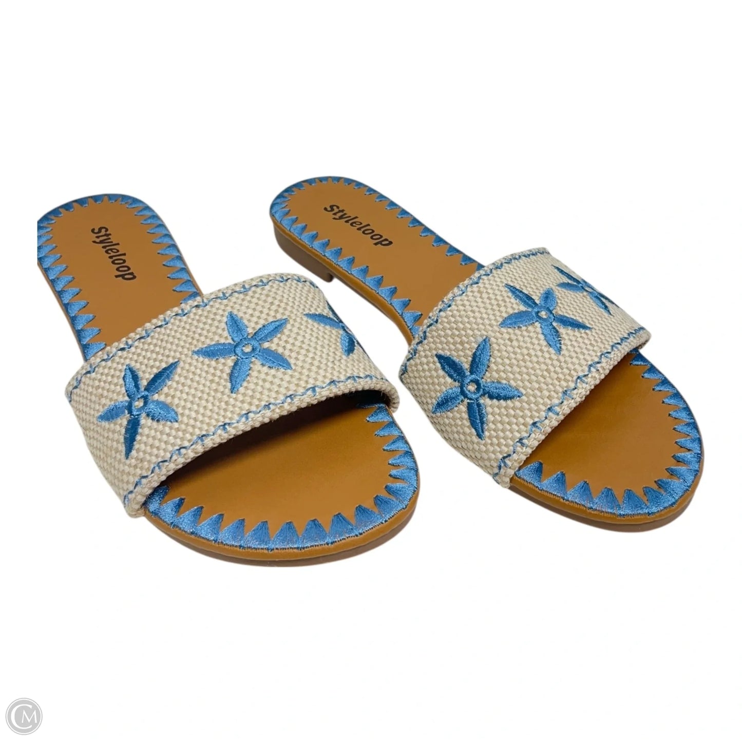 Sandals Flats By styleloop In Blue & Tan, Size: 8.5