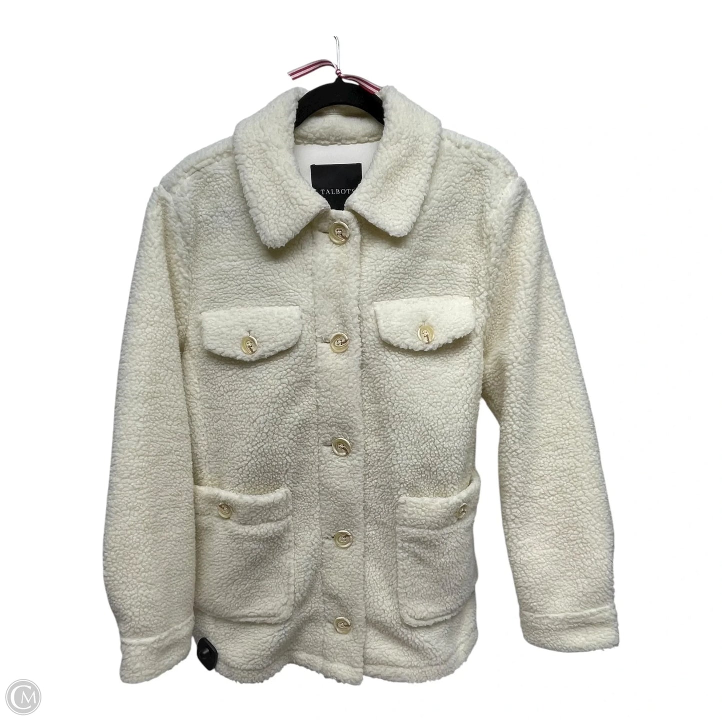 Jacket Faux Fur & Sherpa By Talbots In Ivory, Size: L