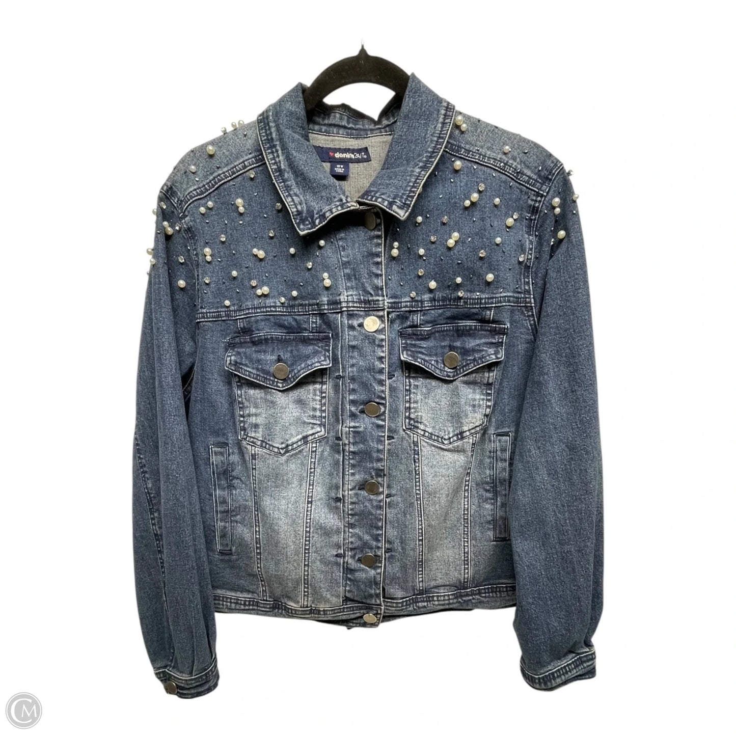 Jacket Denim By Denim 24/7 In Blue Denim, Size: 18