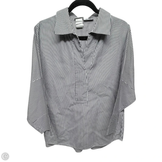 Top 3/4 Sleeve By Akris In Striped Pattern, Size: 14