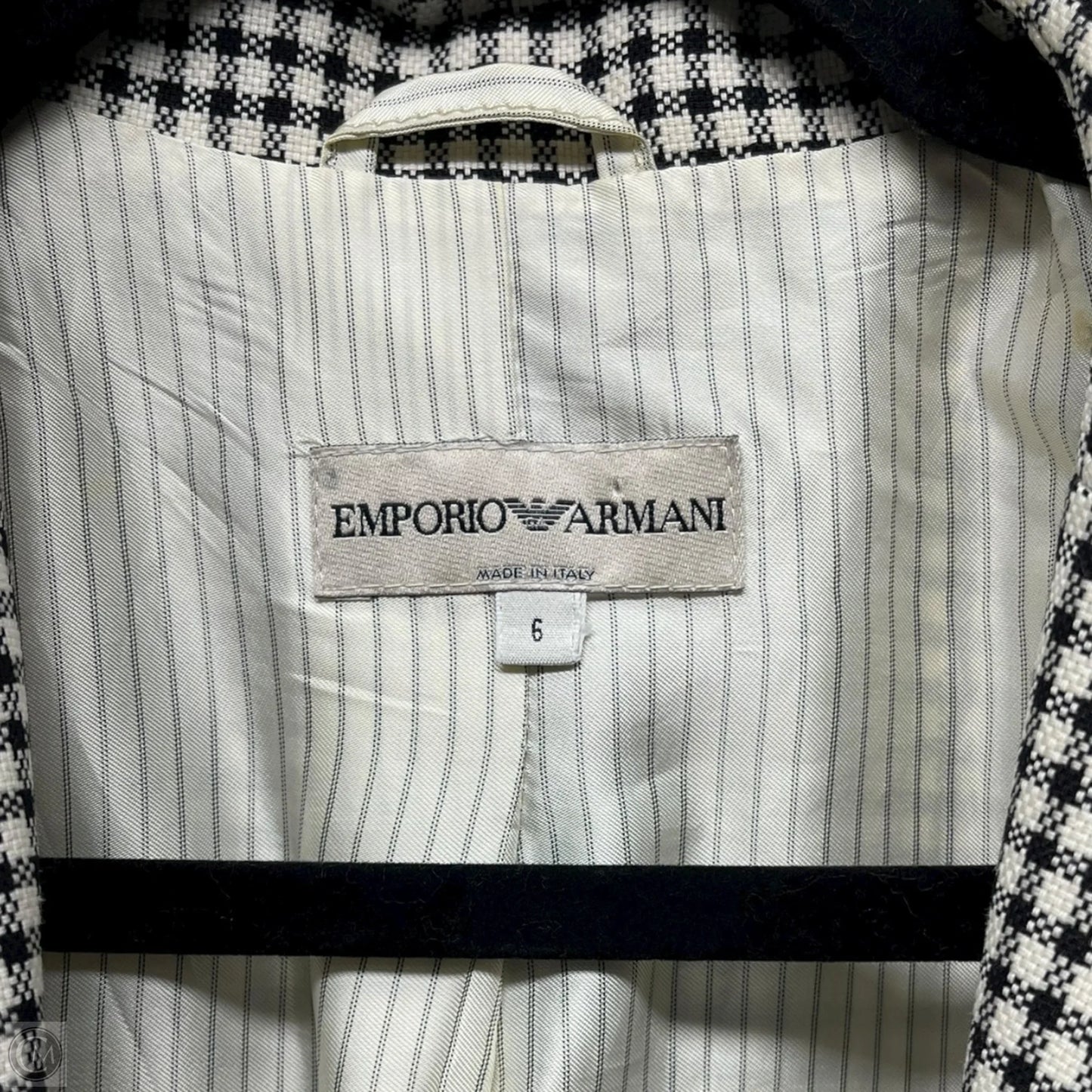 Blazer By Emporio Armani In Black & Cream, Size: 6