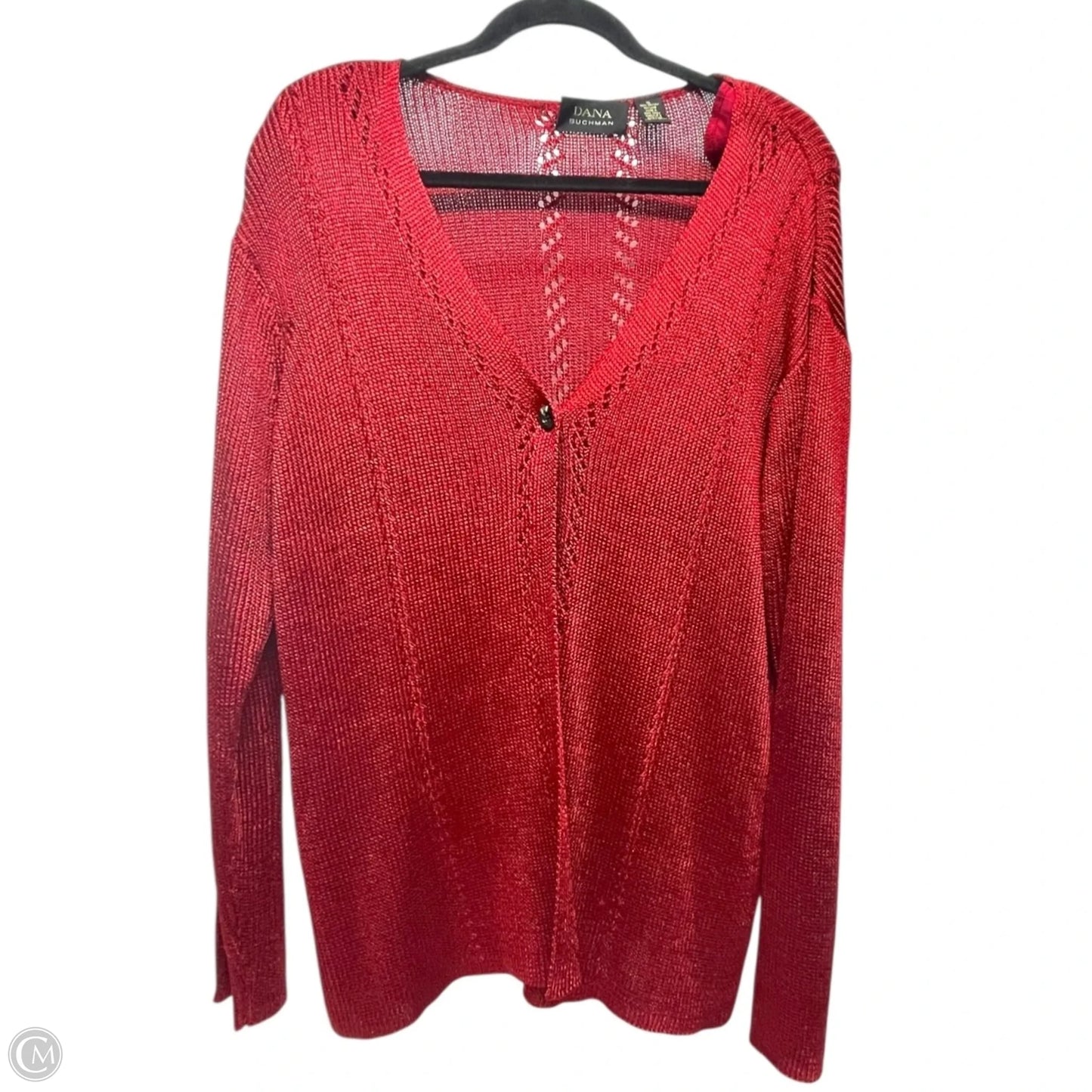 Sweater Cardigan By Dana Buchman In Red, Size: Xl