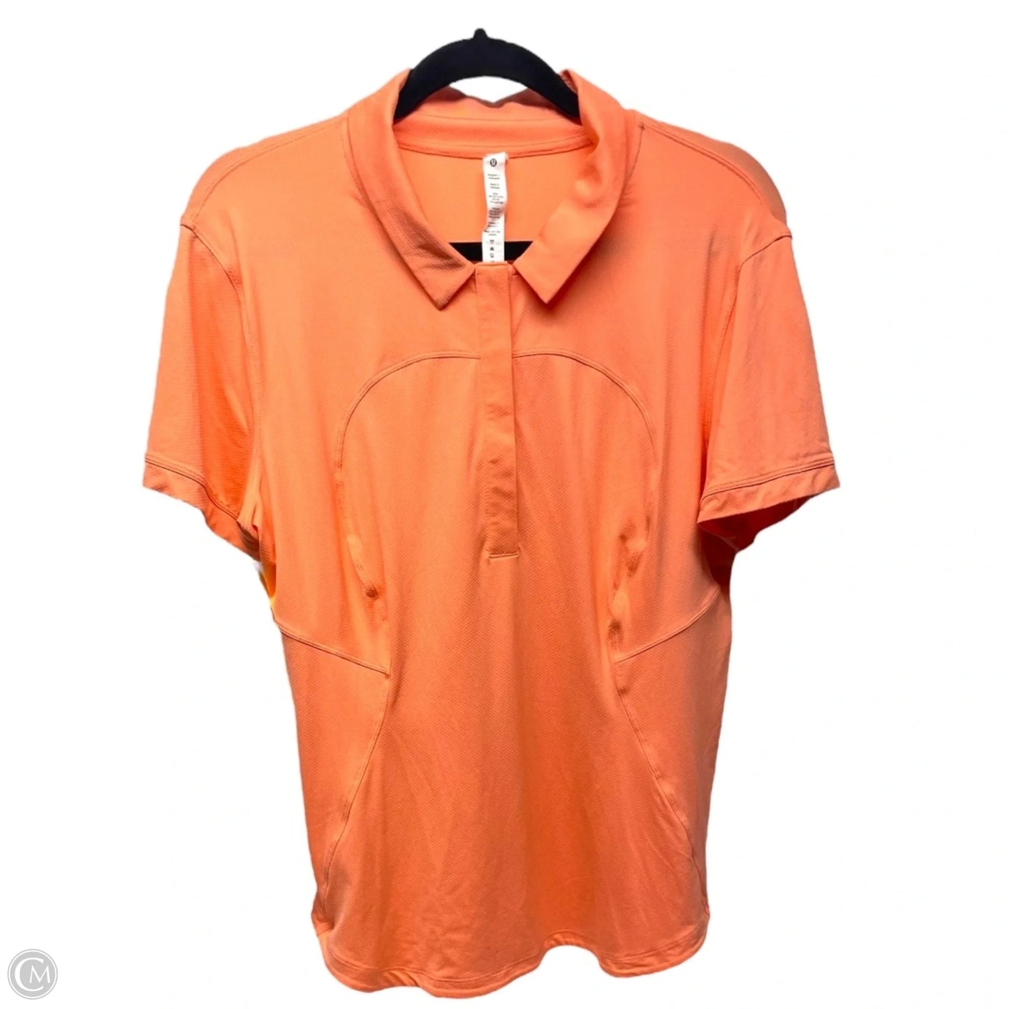 Athletic Top Short Sleeve By Lululemon In Orange, Size: 14