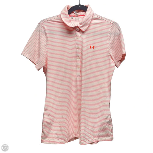 Athletic Top Short Sleeve By Under Armour In Striped Pattern, Size: M