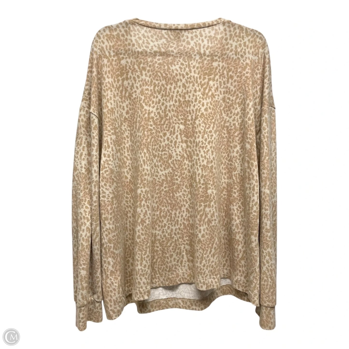 Top Long Sleeve By Time And Tru In Tan & White, Size: 2x