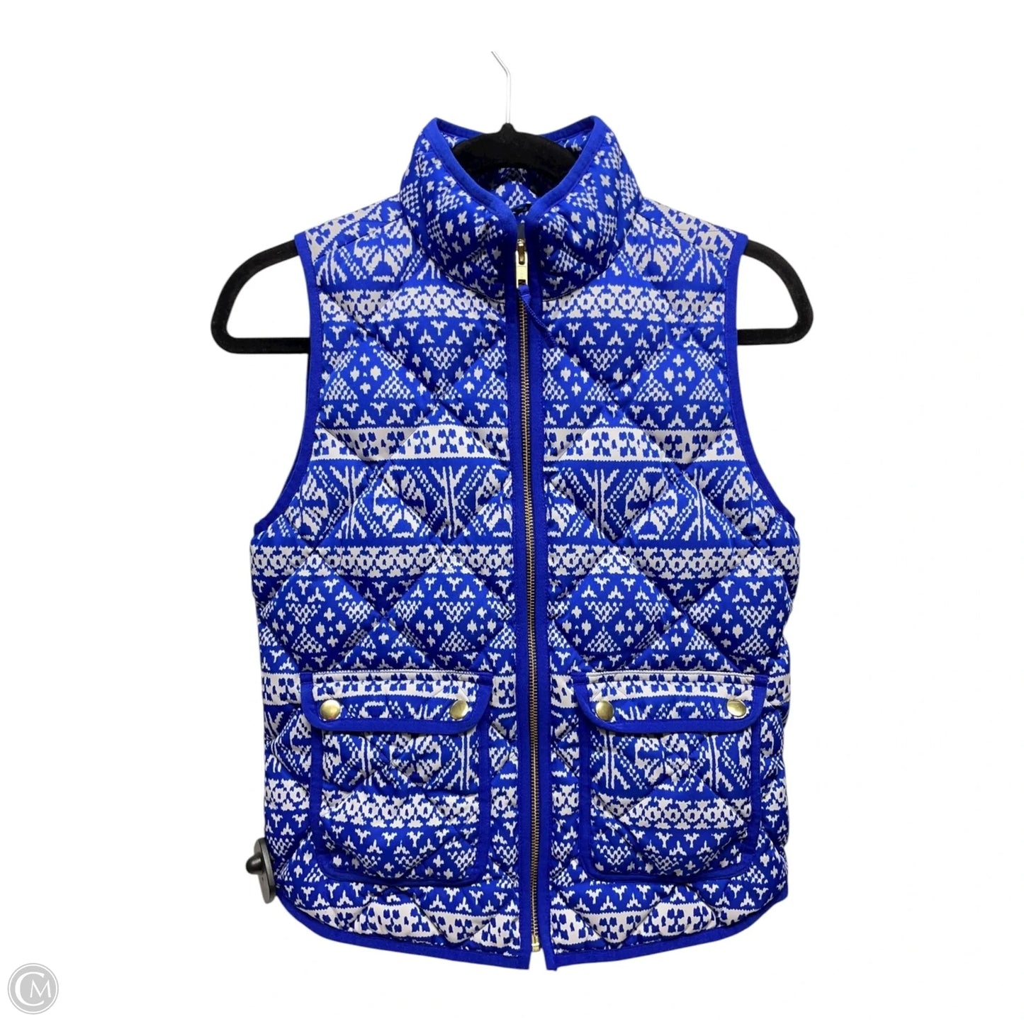 Vest Puffer & Quilted By J. Crew In Blue & White, Size: Xsp